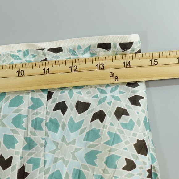 Banana Republic Silk Skirt Womens 4 Green Crinkle Geo-Print Fit & Flare Modest - Picture 13 of 14